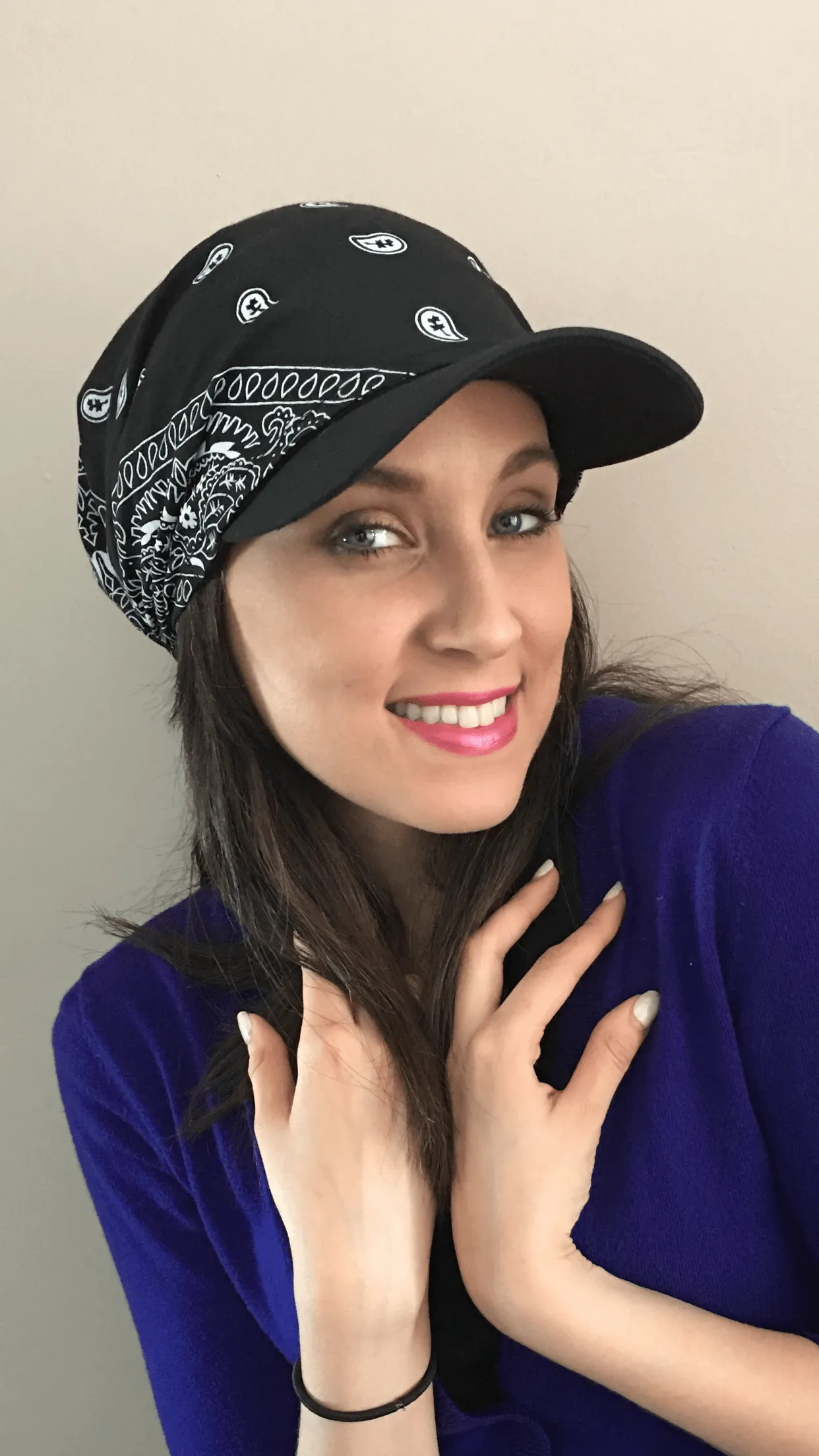 Head Scarf For Women. Black Baseball Cap Modern Casual Sun Visor Bandana Baseball Cap