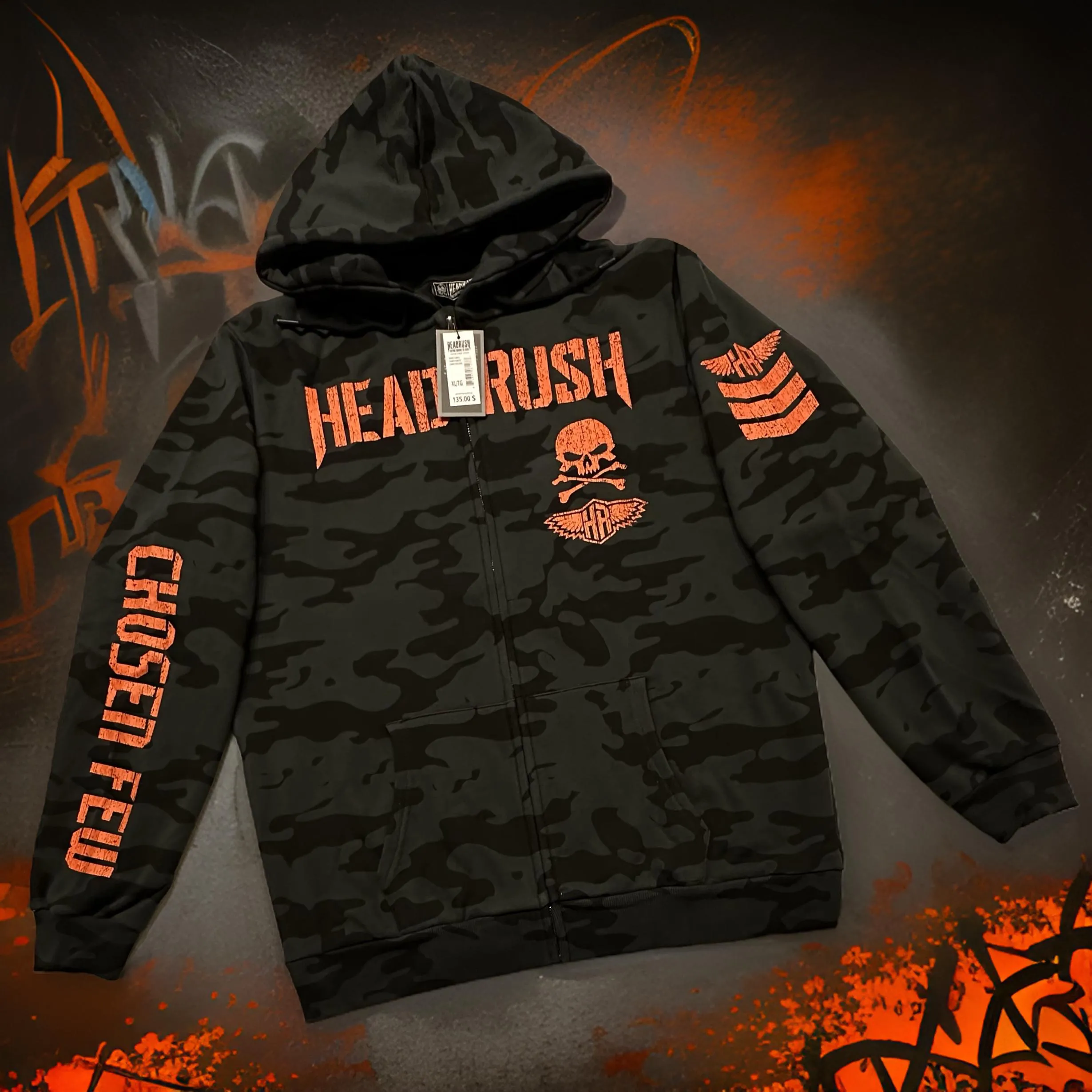 *HEADRUSH* (Dark Camo) ~The Chosen Few~ ZIP Up Hoodies