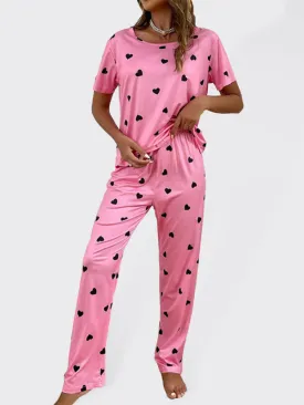 Heart Print Pajama Set