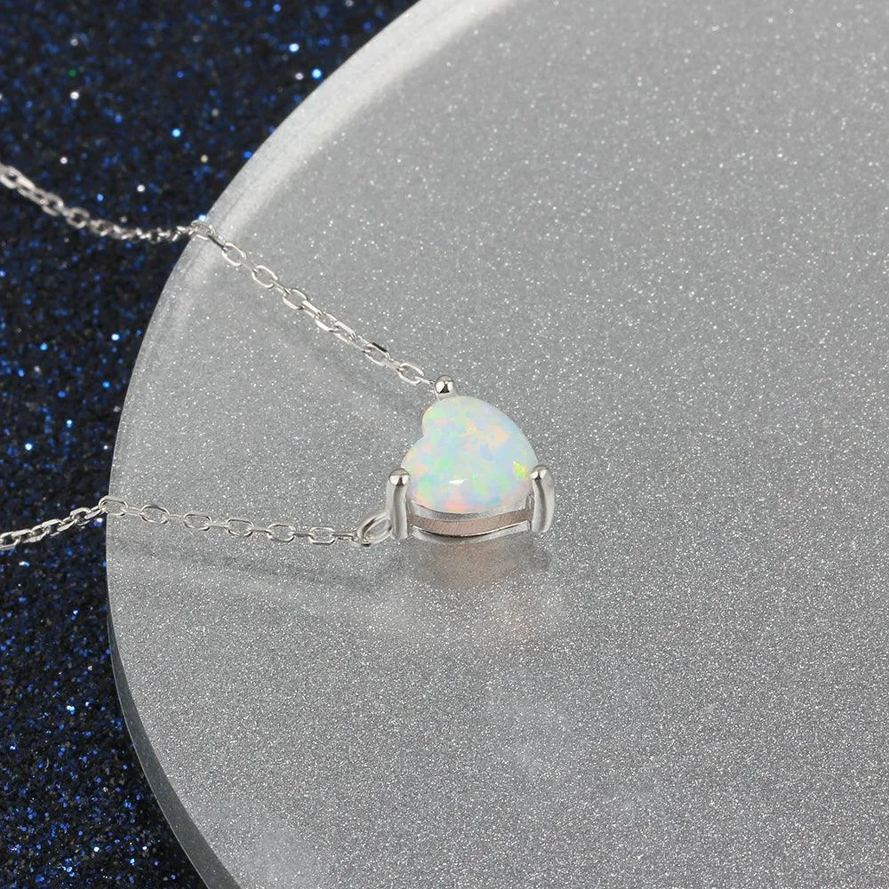 Heart Shape Opal Pendant Love Necklace Necklace for Women