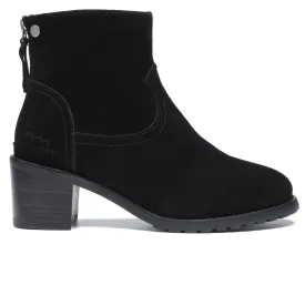 Helene Black Ankle Zipper Heel Boots