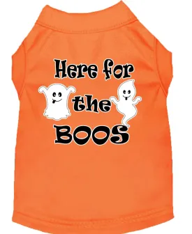 Here For The Boos Screen Print Dog Shirt Orange Med (12)