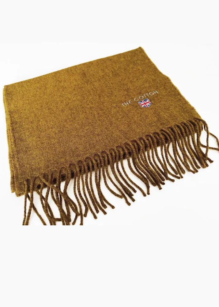 Herringbone Made In England Lambswool Fringe Scarf | Chestnut