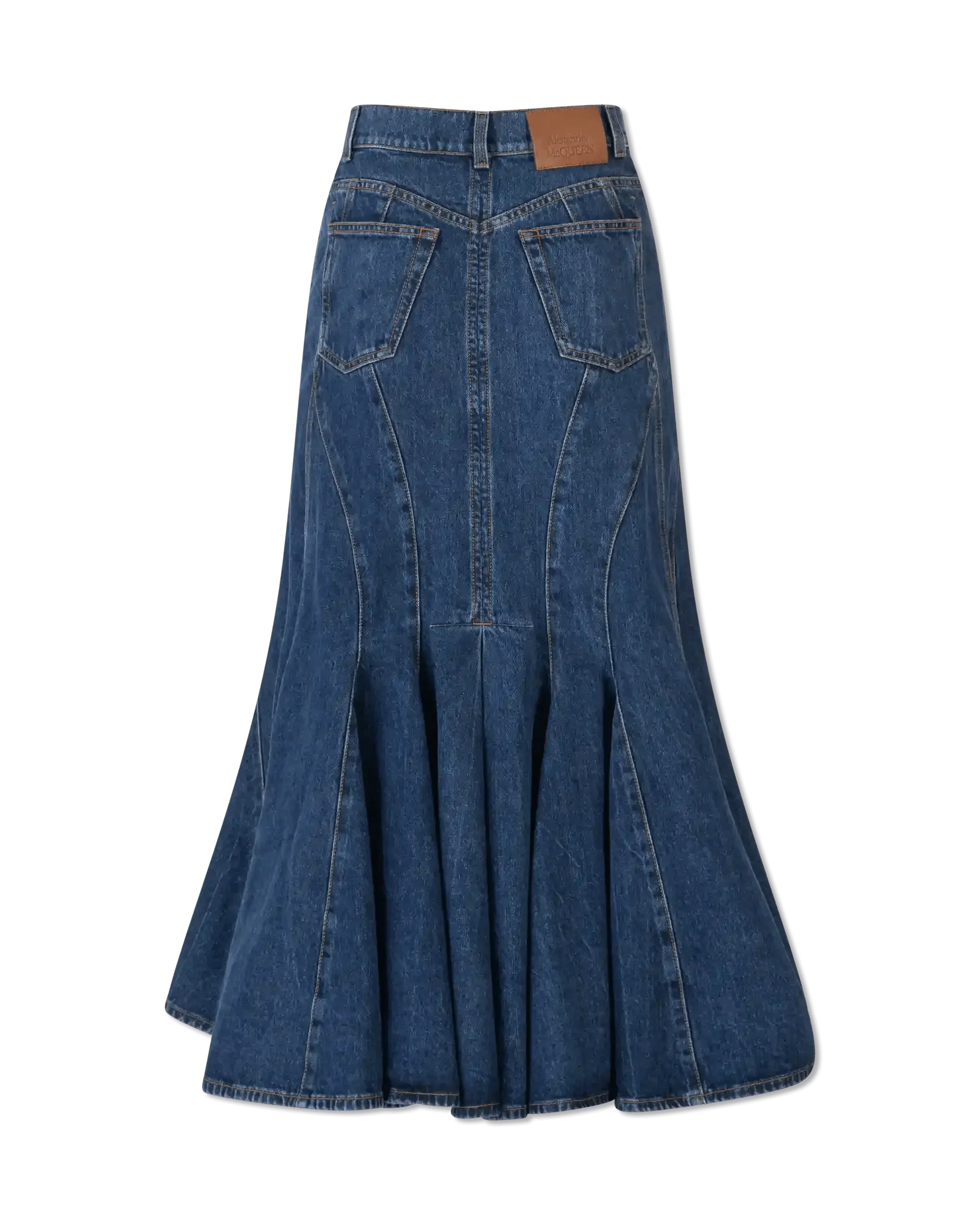 High-Low Organic Denim Midi Skirt