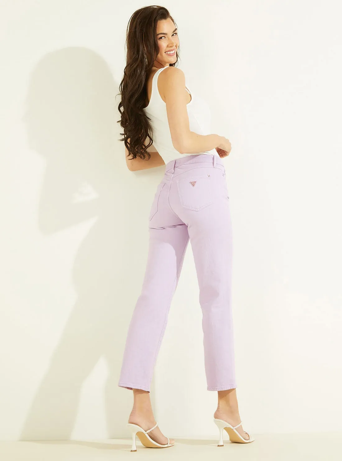 High-Rise 1981 Ankle Straight Leg Denim Jeans in Lavender Haze Wash