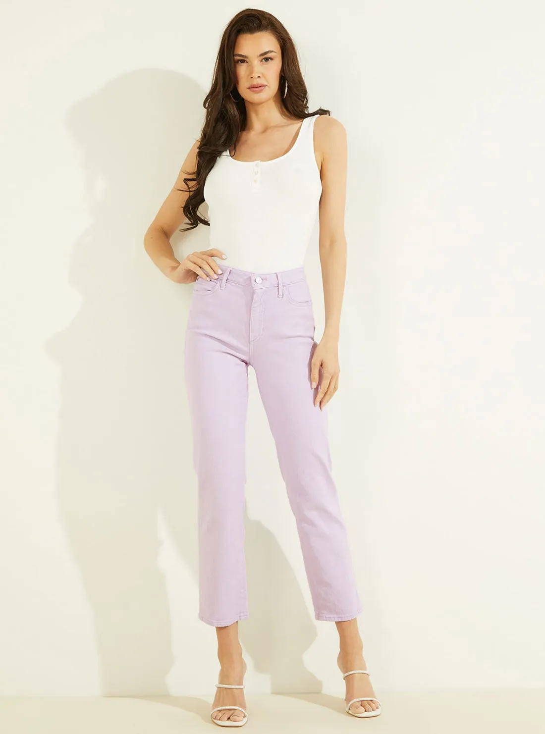 High-Rise 1981 Ankle Straight Leg Denim Jeans in Lavender Haze Wash