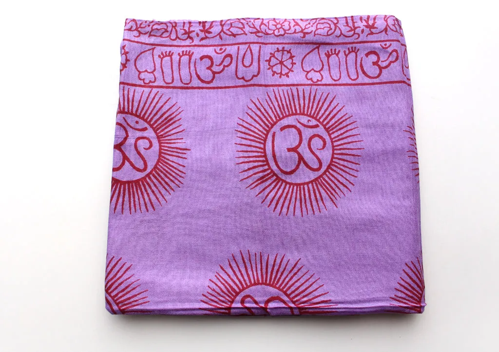 Hindu Om Printed Purple Cotton Meditation and Yoga Shawl