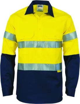 HiVis Two Tone Closed Front Cotton Long Sleeve With Reflective Tape