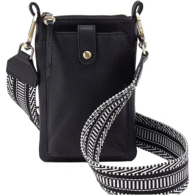 Hobo Cass Phone Crossbody Black Pebbled Leather