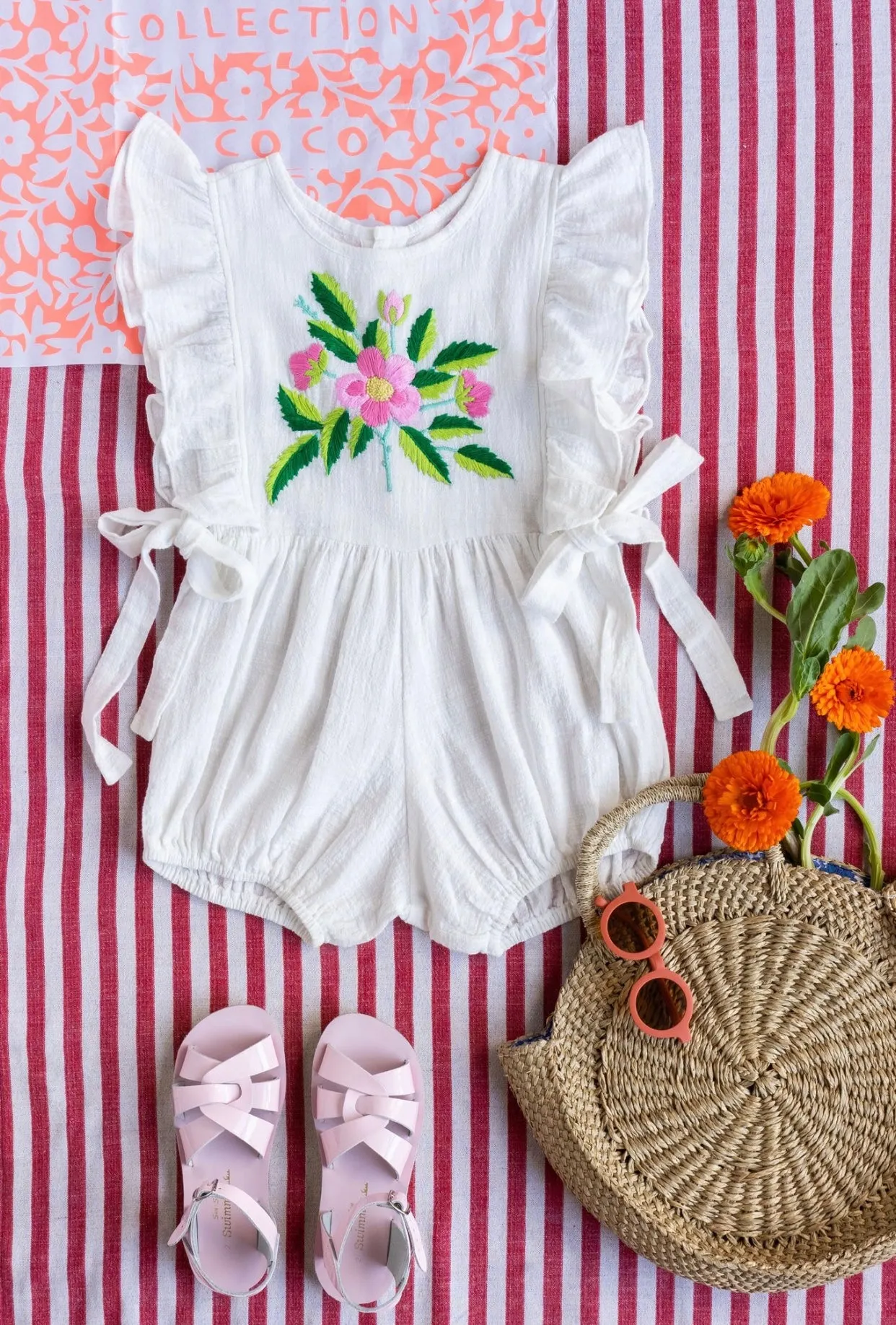 Honore Child Romper in Salt