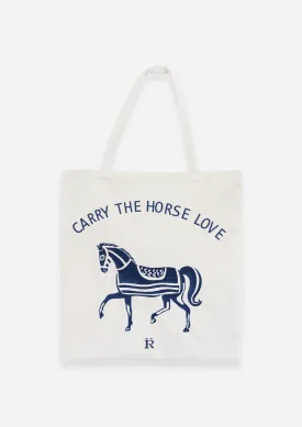 Horse Love Cotton Tote |  Carry The Love Horse | Cream