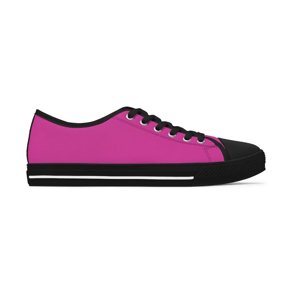 Hot Pink Best Ladies' Sneakers, Solid Hot Pink Color Women's Low Top Sneakers Tennis Shoes (US Size: 5.5-12)