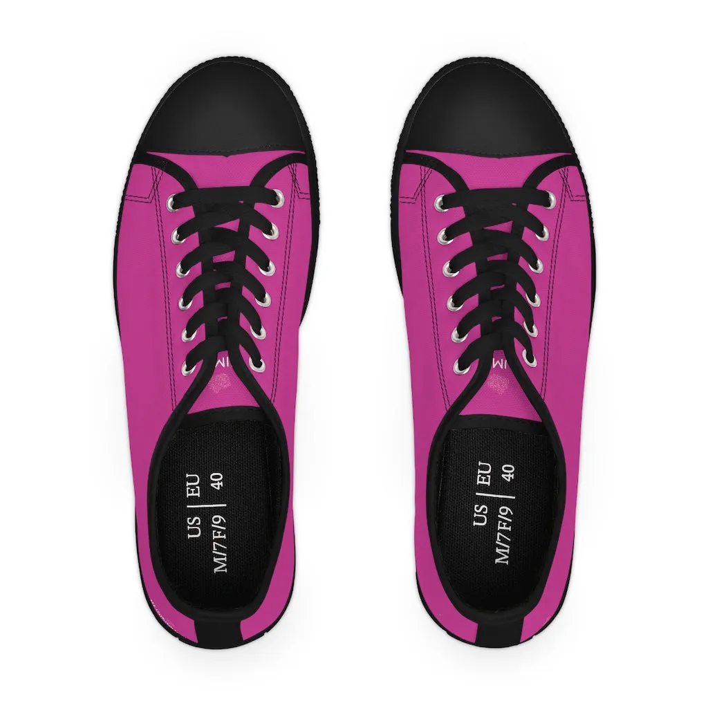 Hot Pink Best Ladies' Sneakers, Solid Hot Pink Color Women's Low Top Sneakers Tennis Shoes (US Size: 5.5-12)