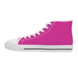 Hot Pink Ladies' High Tops, Solid Hot Pink Color Best Women's High Top Sneakers Canvas Tennis Shoes