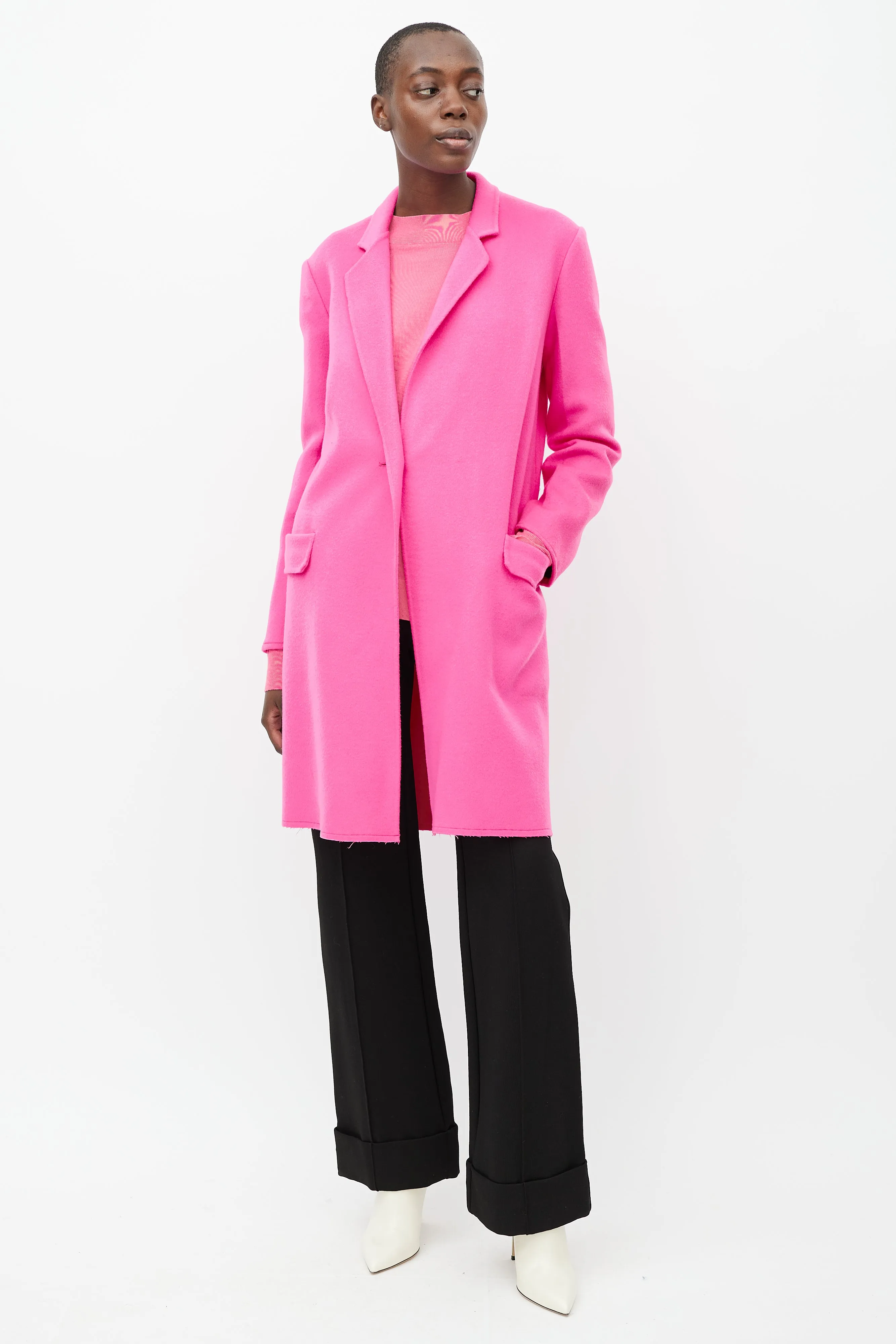 Hot Pink Wool Two Pocket Coat