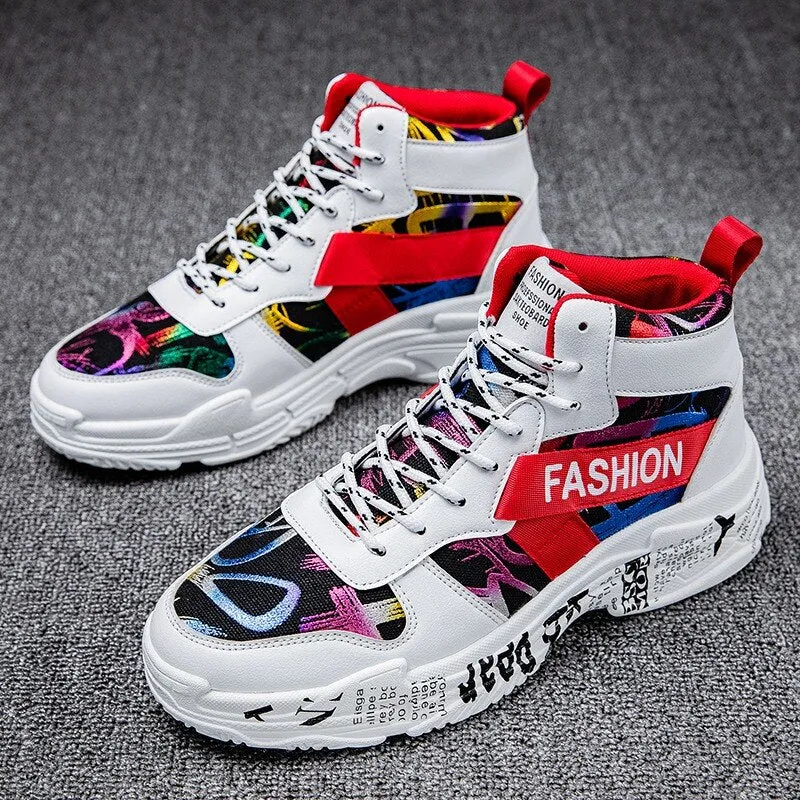 Hot Sale Lovers Fashion Graffiti Sneakers Men Shoes Colorful Print Men Casual Sneakers Breathable Trainers Man zapatillas hombre