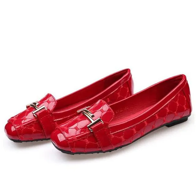 HOVINGE Hot Square Toe Patent Leather Loafer Shoes