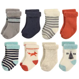 Hudson Baby Cotton Rich Newborn and Terry Socks, Boy Fox