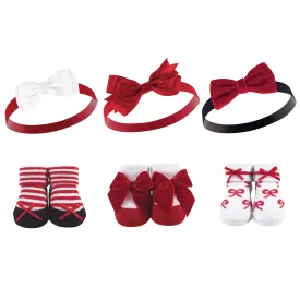 Hudson Baby Headband and Socks Giftset, Red Bows