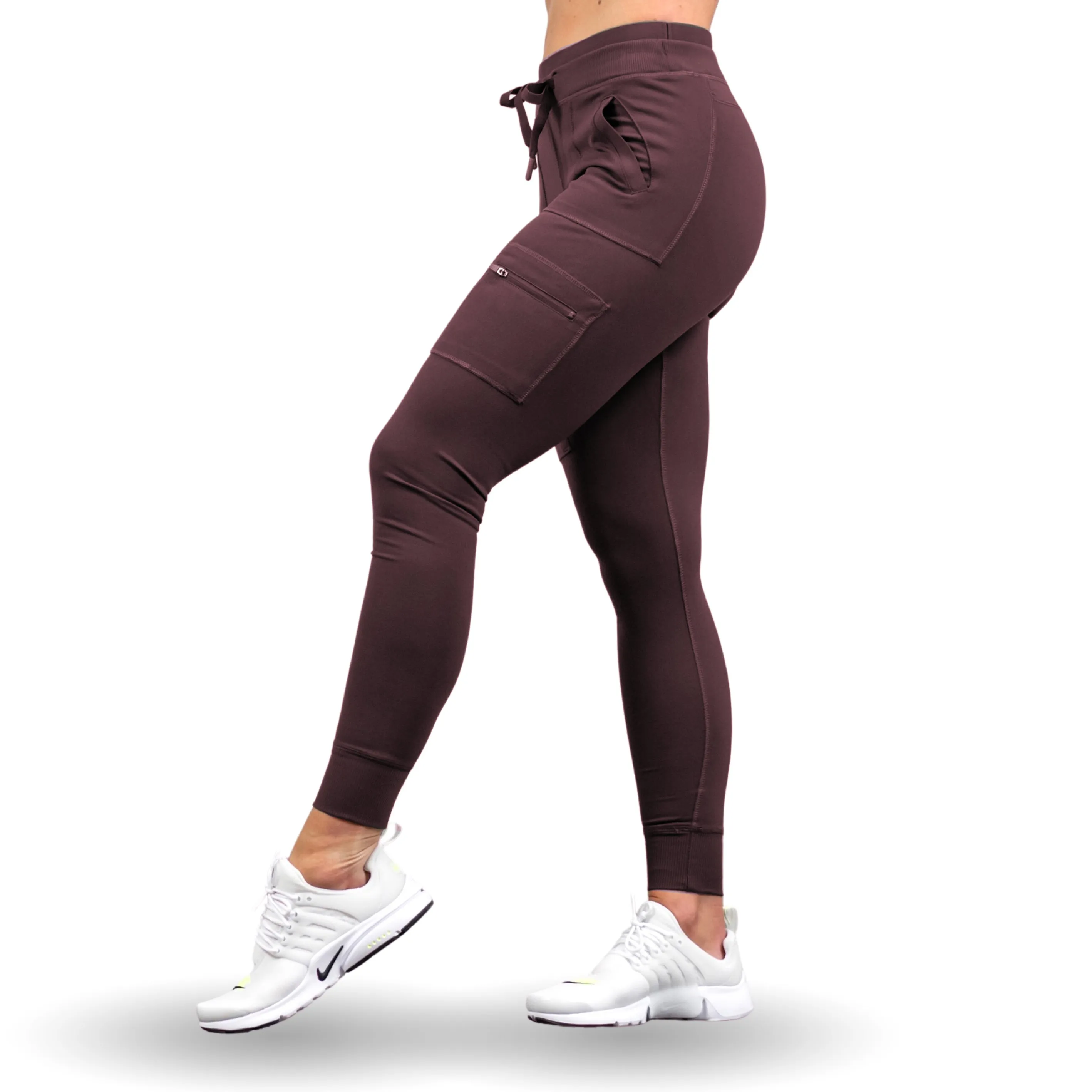 Hybrid Cargo Leggings - Burgundy