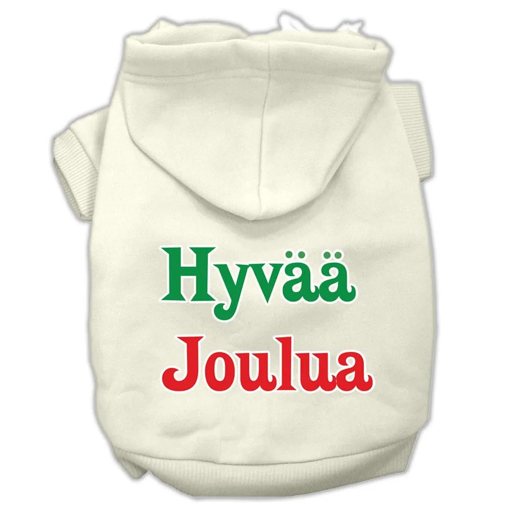 Hyvaa Joulua Screen Print Pet Hoodies Cream Size XXXL(20)