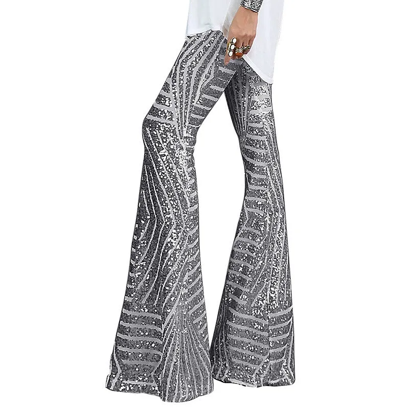 Hzori Casual Pants Autumn New Women's Pants Sequined High Waist Flared Pants Slimming Wide Leg Pants Casual Pants for Women