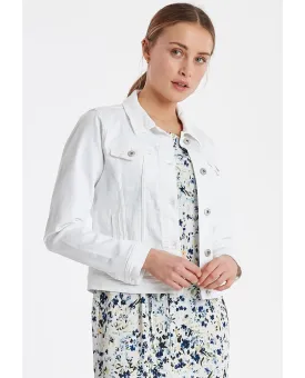 Ichi Ziggy Button Cuff White Denim Jacket