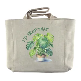 I'd Prop That | Monstera Houseplant Themed Reusable  Grocery Tote