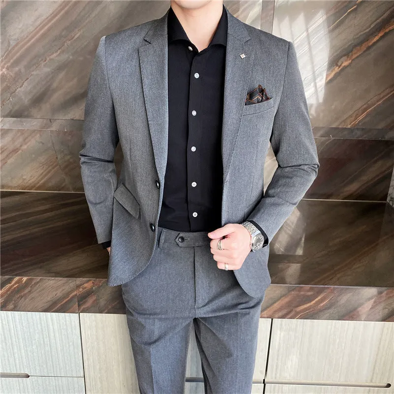 IKEARLAX  Suit Men's Business Casual Three-Piece Suit Business Clothing Suit Korean Best Man Groom Wedding Suit