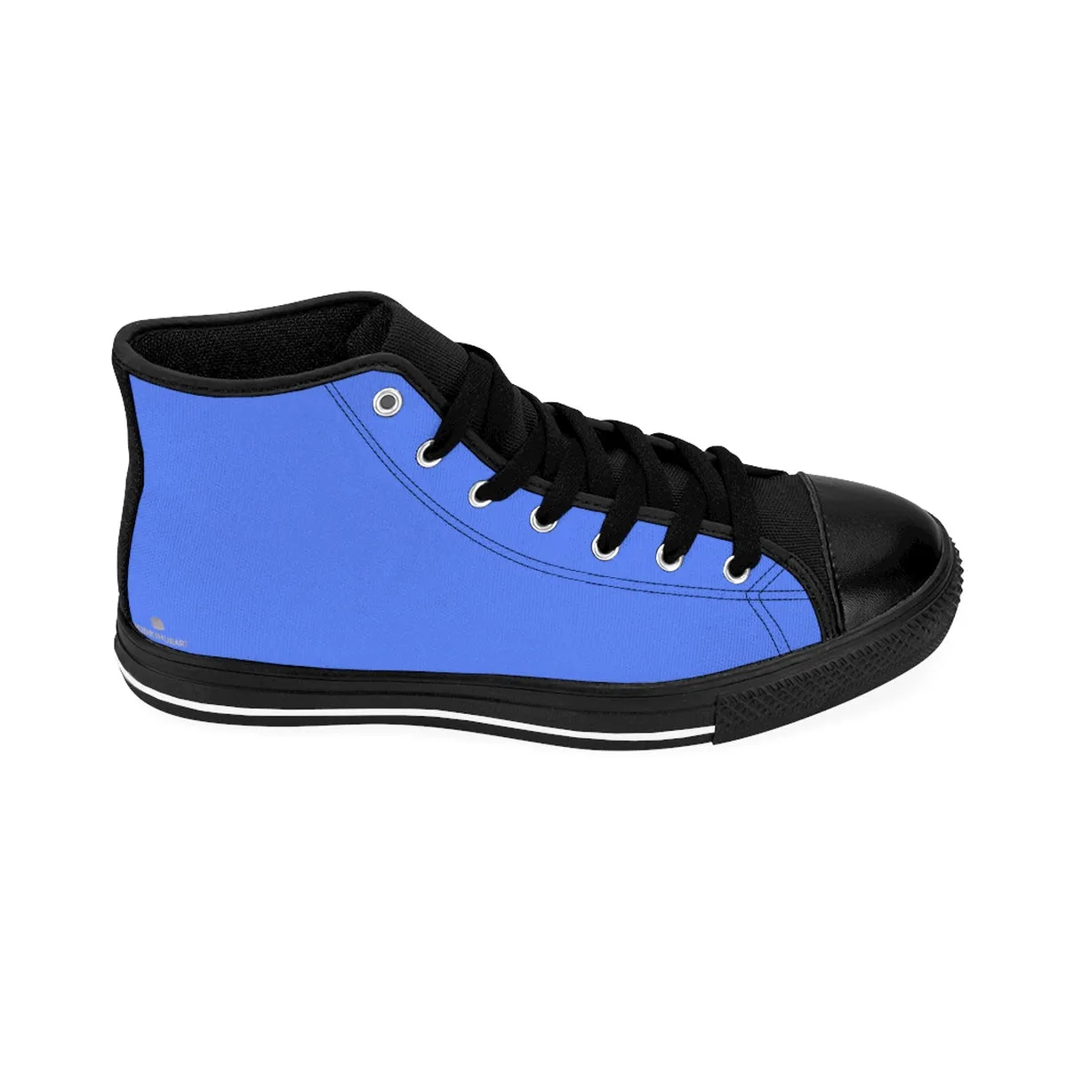 Indigo Blue Men's High Tops, Solid Color Print Premium High-top Premium Fashion Sneakers