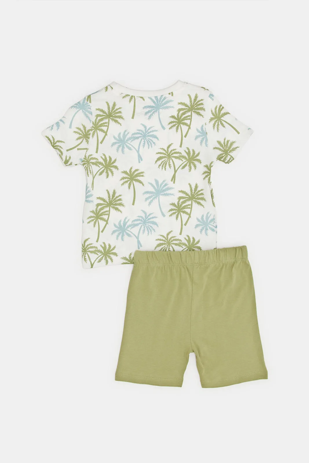 Infant Boys Ivory And Green Pyjama Set (2 Piece)