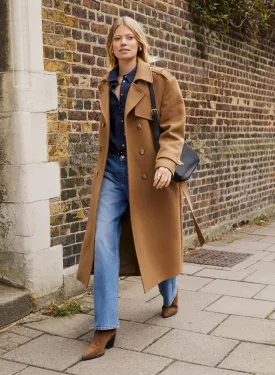 Ingrid Belted Wool Trench Coat