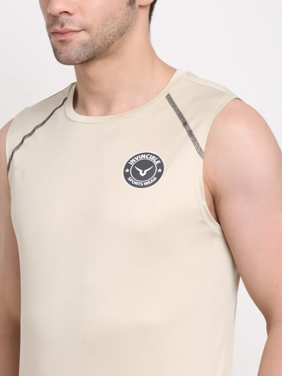 Invincible Men's Sleeveless Tee With Detail