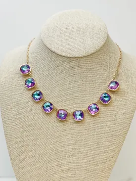 Iridescent Square Statement Necklace - Mermaid Multi