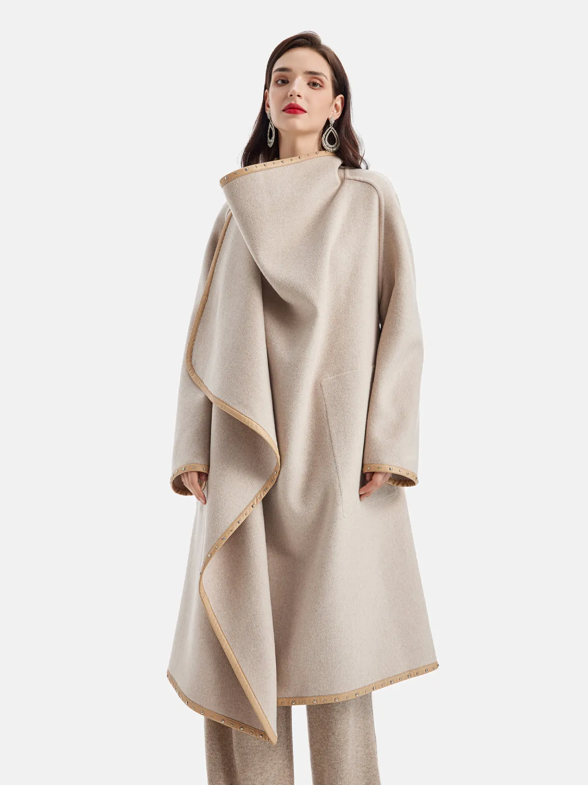 Irregular Silhouette Mid-Length Cashmere Coat