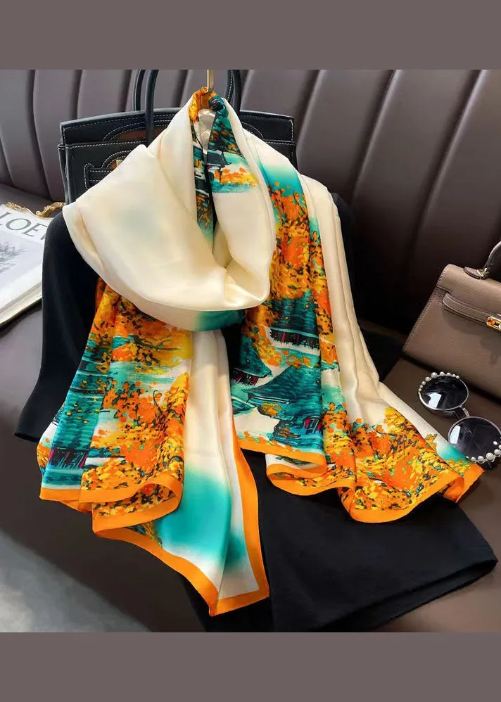 Italian Style Yellow Printed Versatile Silk Scarf ML2272