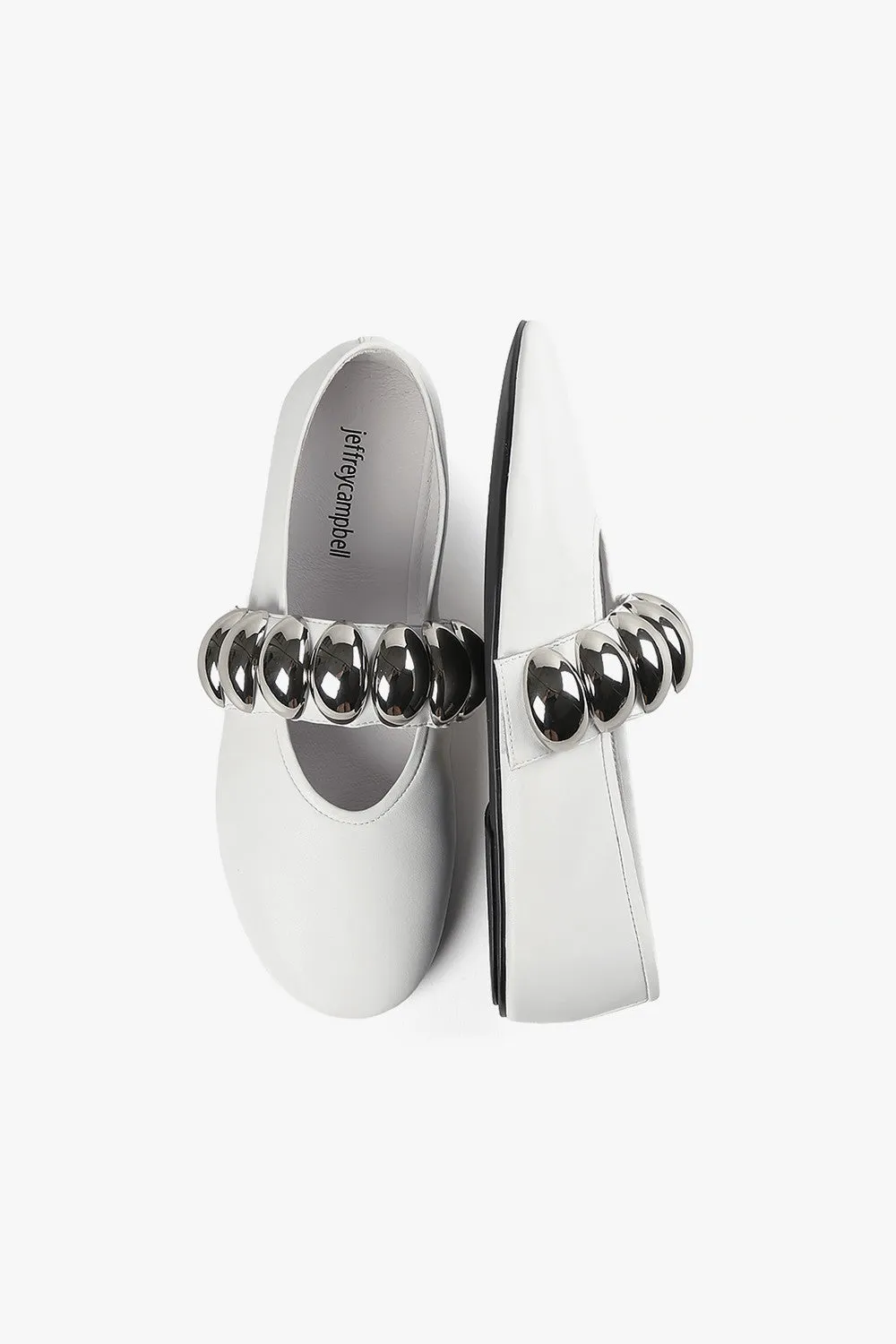 Jeffrey Campbell Ballet-SD Flats in White Silver