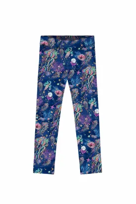 Jellyfish Lucy Amazing Blue Sea Print Leggings - Kids