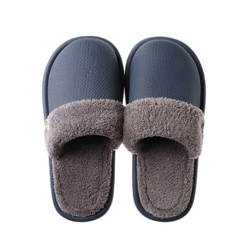 JIANBUDAN Plush warm Home flat slippers Lightweight soft comfortable winter slippers Women&#39;s cotton shoes Indoor plush slippers