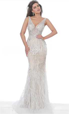 Jovani - 03023 - Feather Informal Wedding Dress