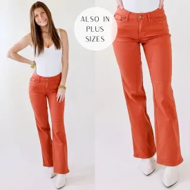 Judy Blue | Fall Crush Slim Boot Cut Jeans in Rust Orange