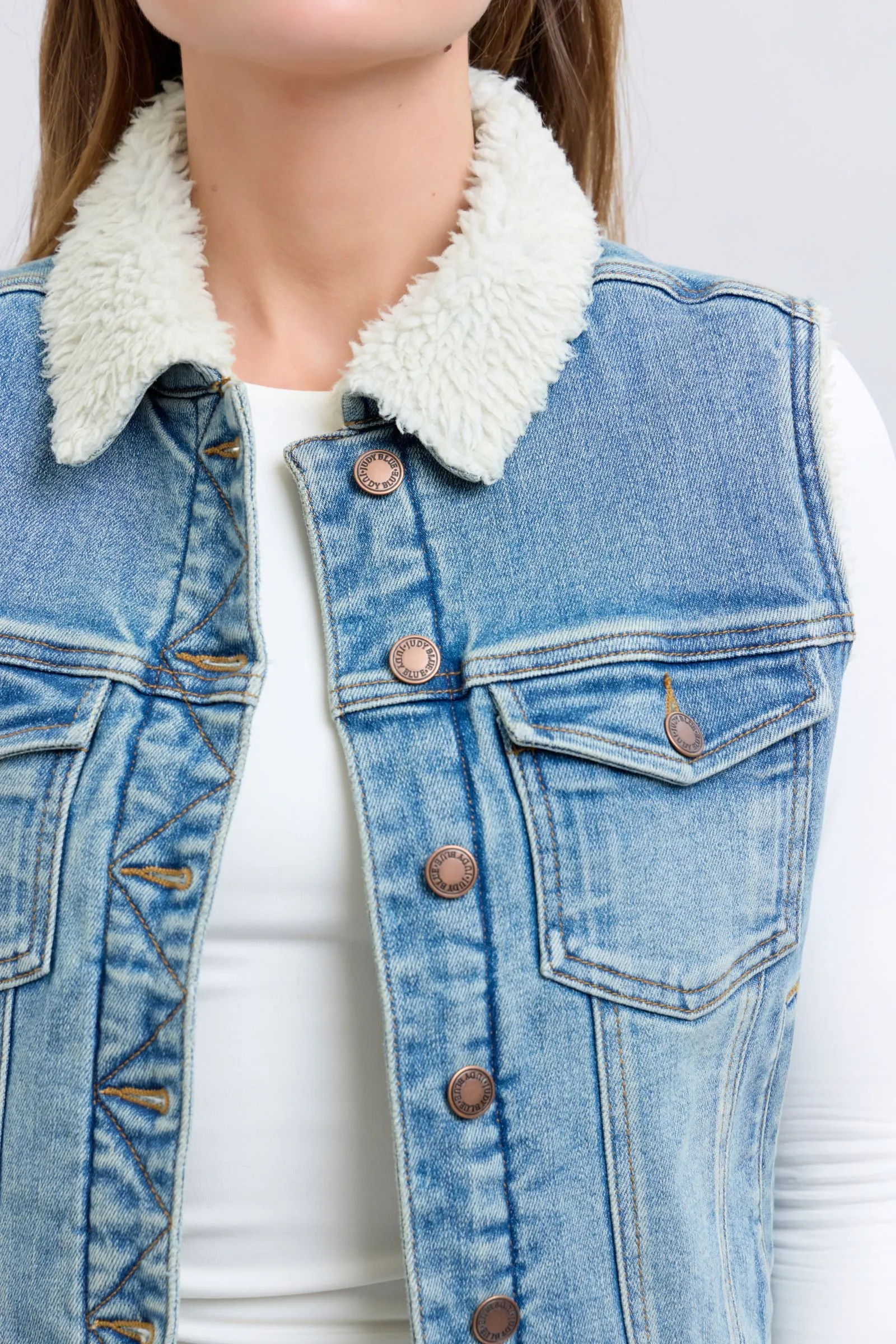 Judy Blue Shearling Lined Denim Vest