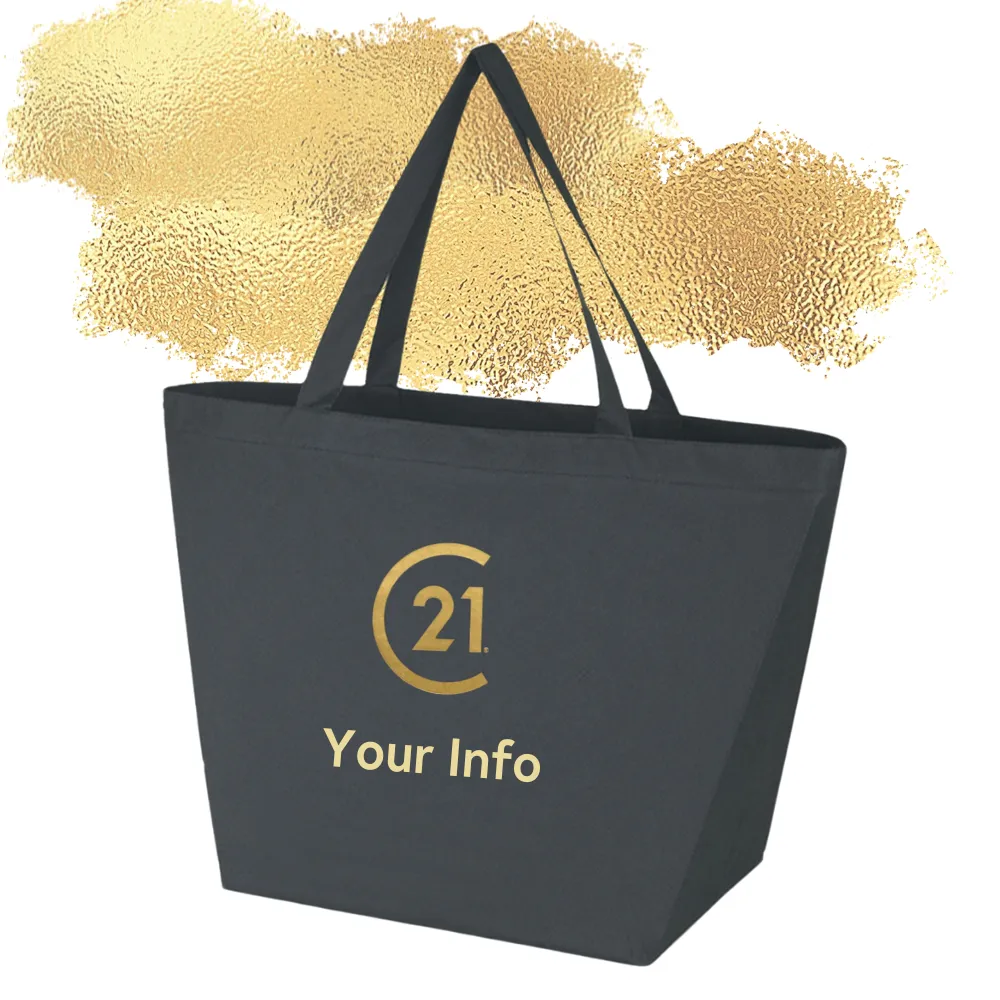 Julian Metallic Gold Logo Tote - Your Logo - FREE SHIPPING