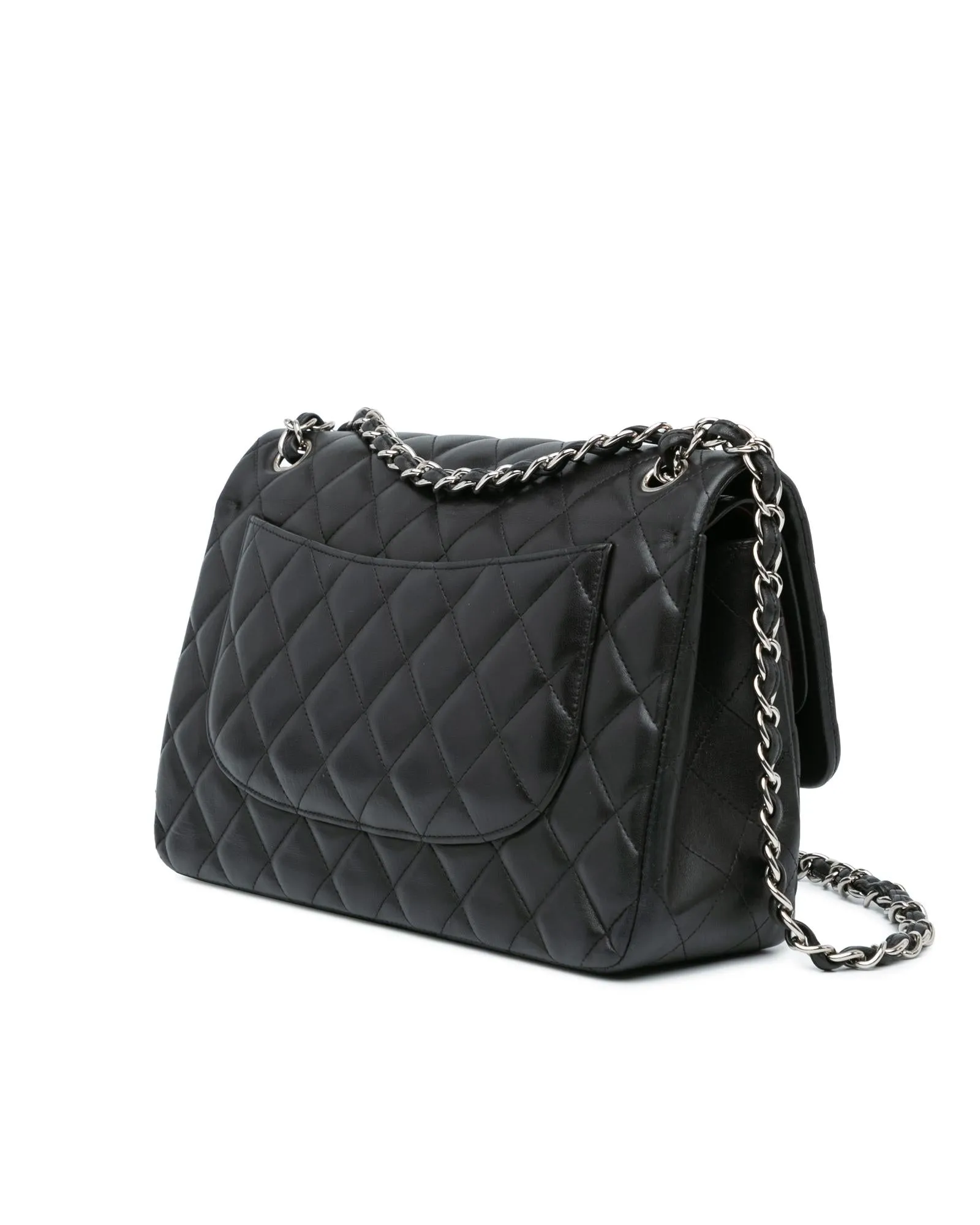 Jumbo Classic Double Flap Quilted Lambskin Shoulder Bag with Chain Straps