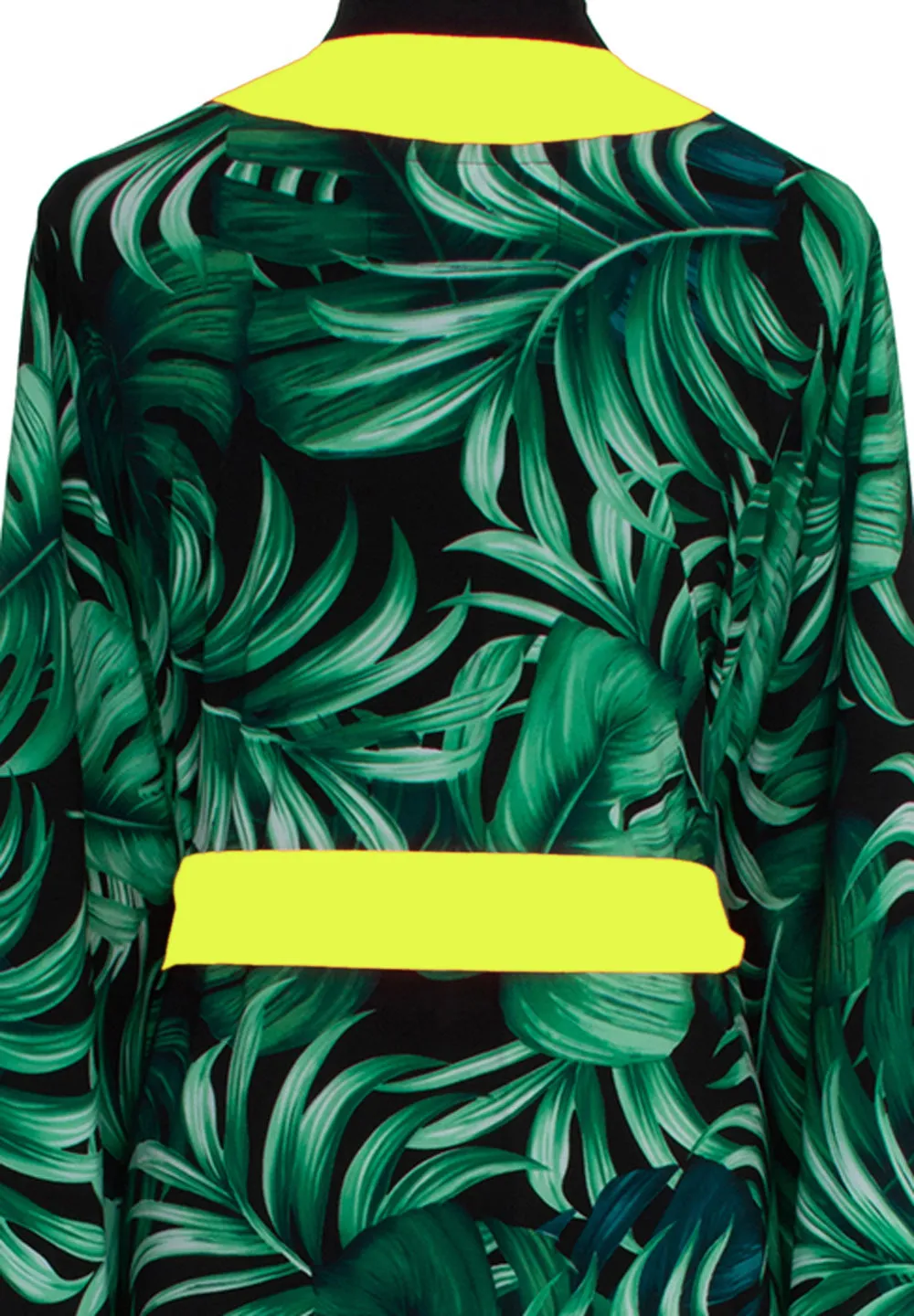 Jungle - Monstera Black / Green Kimono (Neon Yellow)