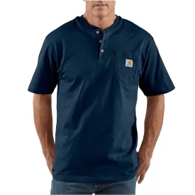 K84 - Loose fit heavyweight short-sleeve pocket henley t-shirt - Navy