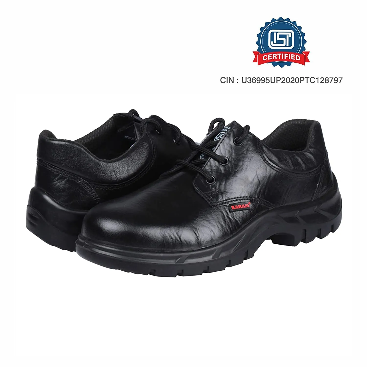 Karam FS05 Steel Toe Safety Shoes: Your Reliable Work Partner | Excellent Grip, Comfort and Slip Resistance | Safety Shoes with Steel Toe | Black | FS05BL