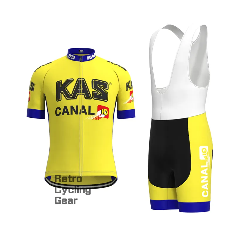 KAS Yellow Retro Long Sleeve Cycling Kit