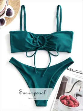 Keyhole Drawstring Low Waisted Bikini Swimwear Bikini Set