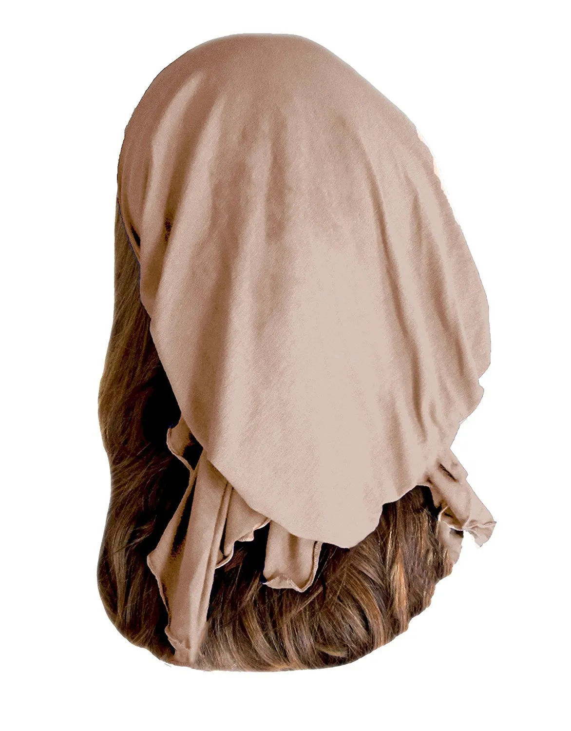 Khaki Beige Headcovering Pre-Tied Cotton Head Scarf Hat for Cancer and Chemo in 30 Different Colors and Patterns (Khaki short - 010)